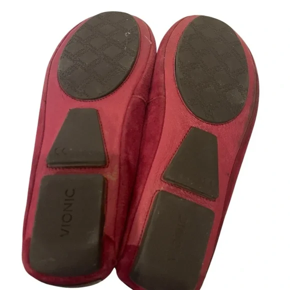 Vionic Women's Sydney Red Suede Leather Loafers Slip On Shoes - Picture 5 of 6
